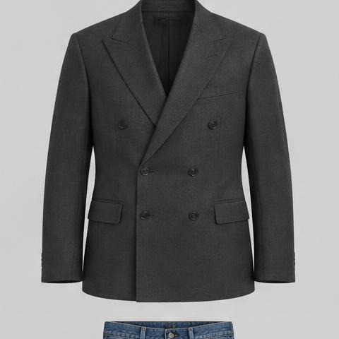 Charcoal Double-Breasted Blazer