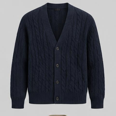 Navy Cable Cardigan