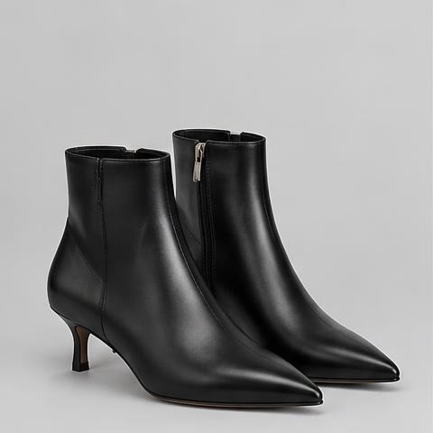 Black Kitten-Heel Ankle Boots