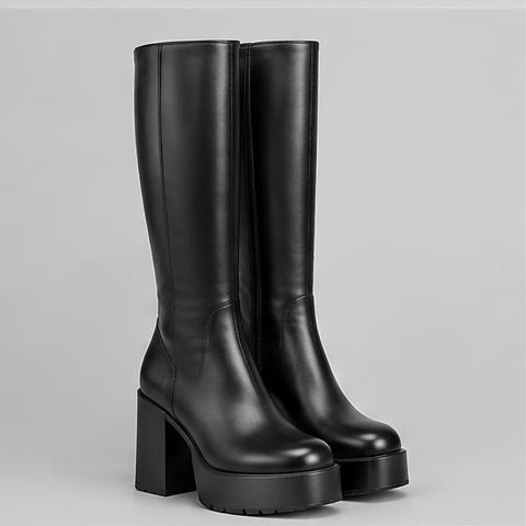 Black Platform Knee Boots