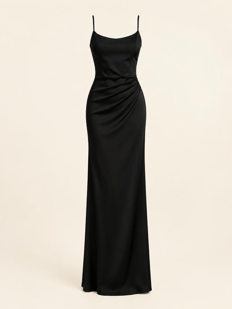 Noir Draped Maxi Dress