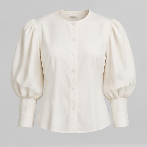 Ivory Puff-Sleeve Blouse